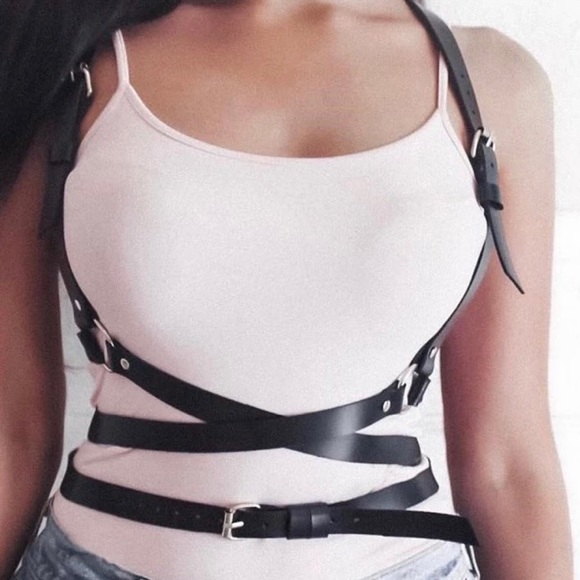 Sexy Vegan Leather Harness Waist Trainer Lingerie - Picture 12 of 16